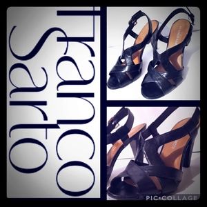 FRANCO SARTO BLACK OPEN TOE BLOCK HEEL